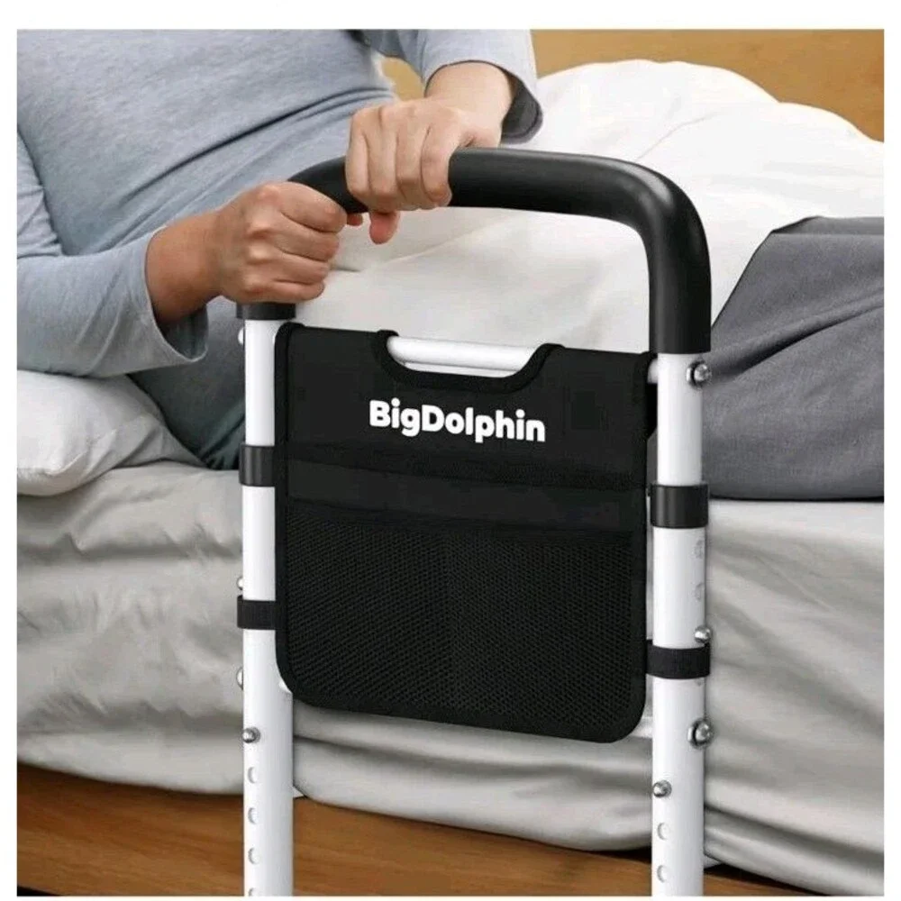 ATSM Adjustable Bed Rails for Elderly 350lb Capacity Non Slip Grip Storage